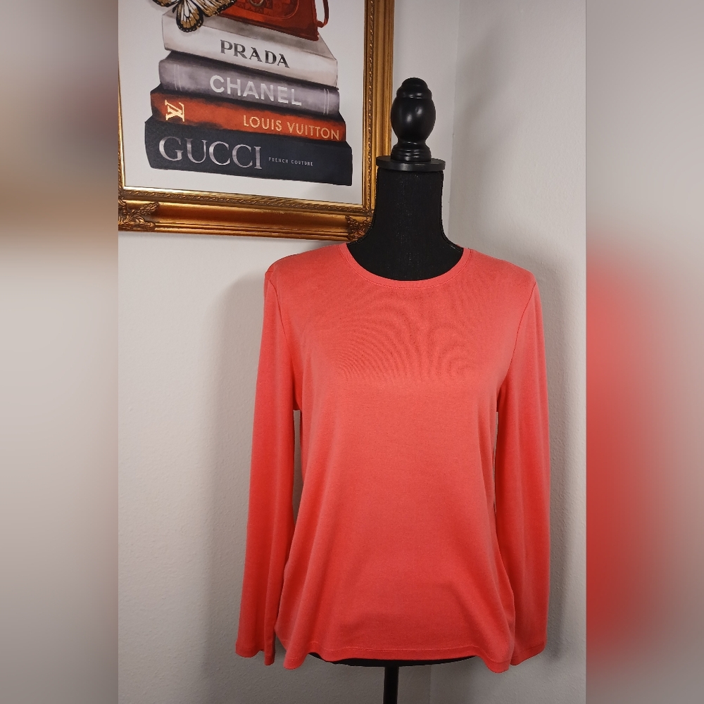 Talbots Orange Fitted Long Sleeve Sweatshirt